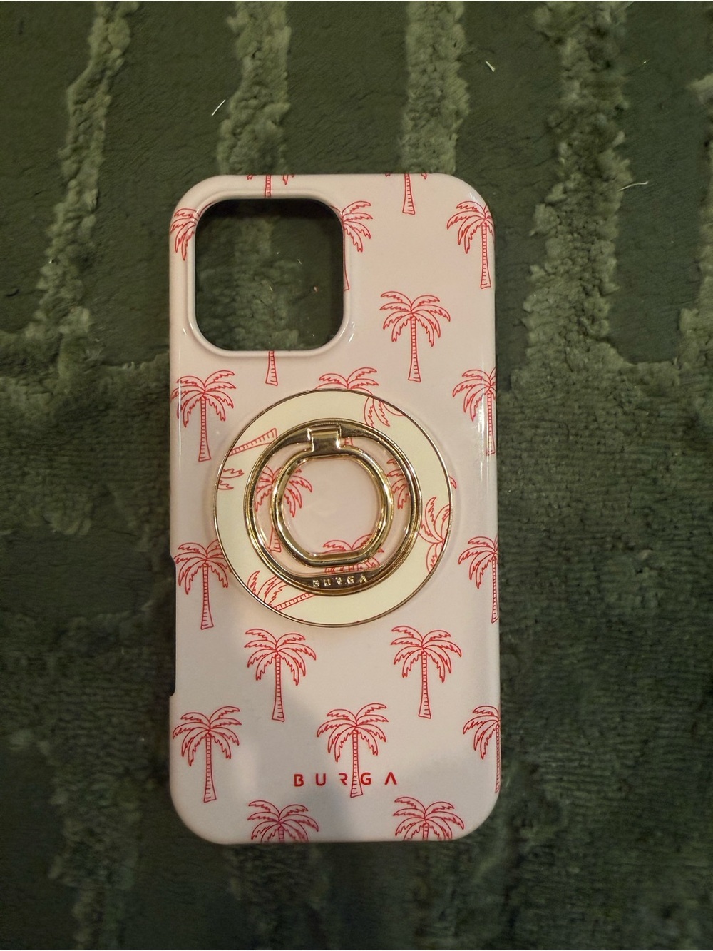 Burga Pink Palm Tree Ring-Holder Phone Case - White & Pink